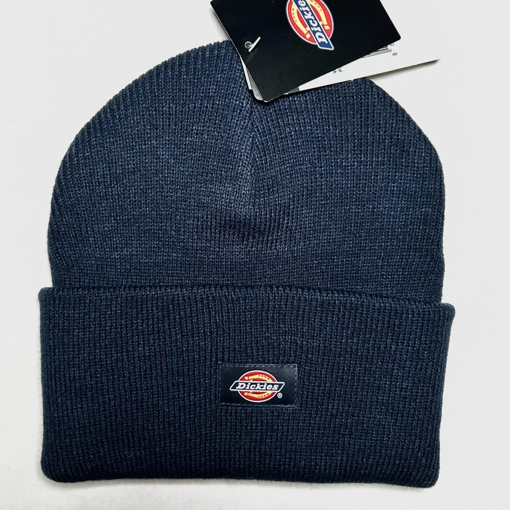 NWT Dickies Men’s Acrylic Cuffed Beanie Hat Navy Blue - Picture 1 of 4